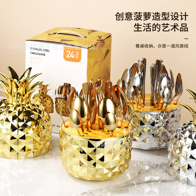 Pineapple ABS Mood Egg Stainless Steel Flatware Luxury Cutlery Set