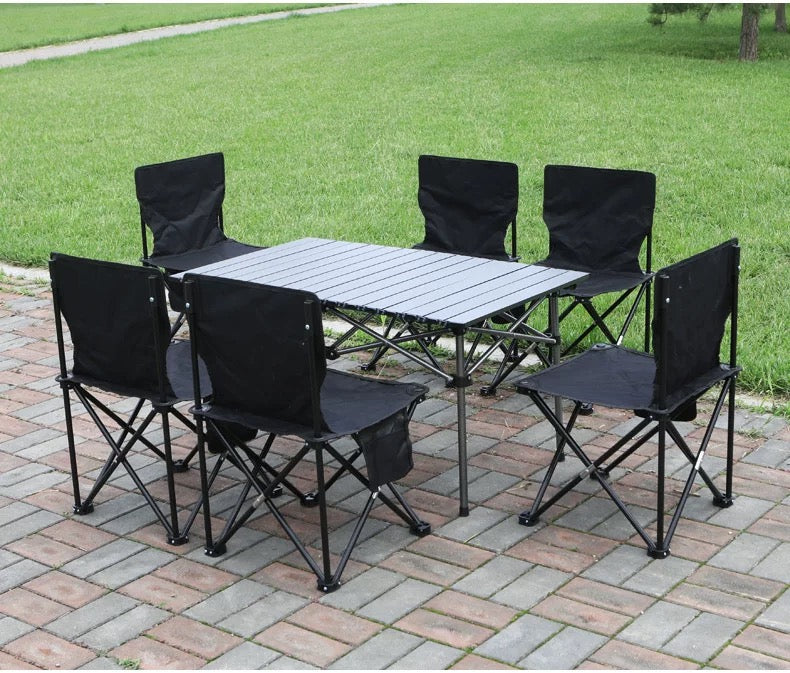 Camping Table with Chairs Set, Portable Folding Table and Seats for 6 People