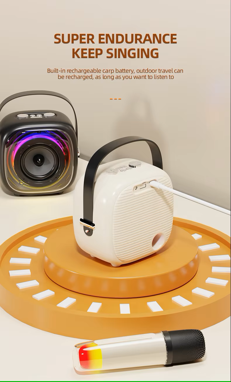 مكبر صوت كاريوكي محمول متعدد الوسائط مزود بميكروفونين - K29