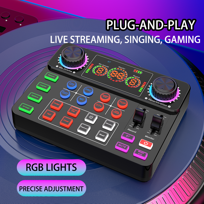 New V8spro Sound Card With LCT240 Microphone Recording Live Podcast Equipment Full Set