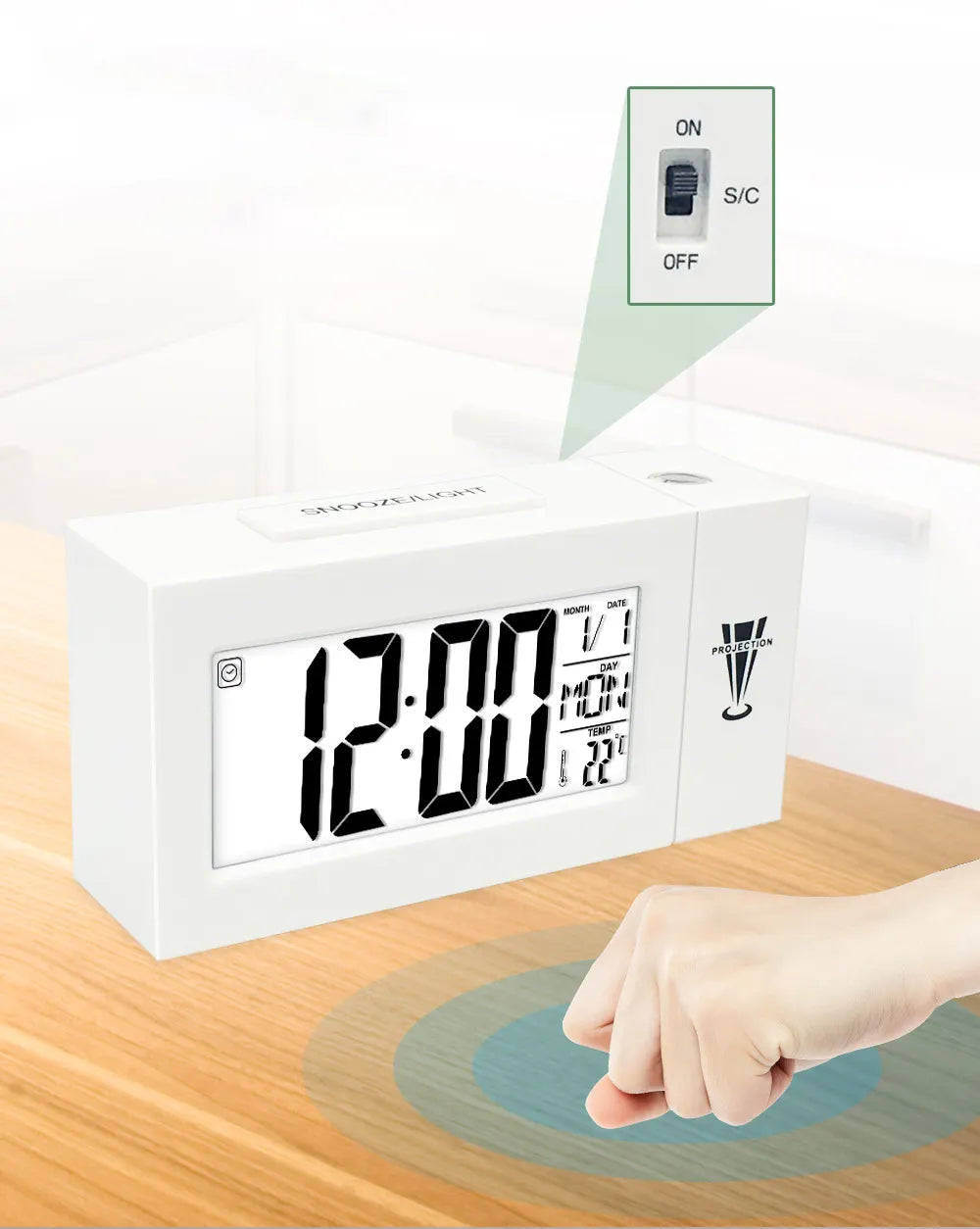 ساعة منبه رقمية لعرض السقف وساعة مكتب وطاولة