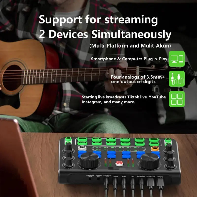 بطاقة صوت X60 Live مع مجموعة ميكروفون Bm700 كاملة