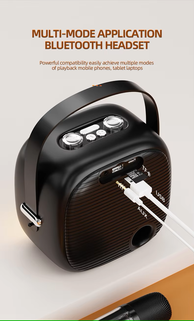 مكبر صوت كاريوكي محمول متعدد الوسائط مزود بميكروفونين - K29