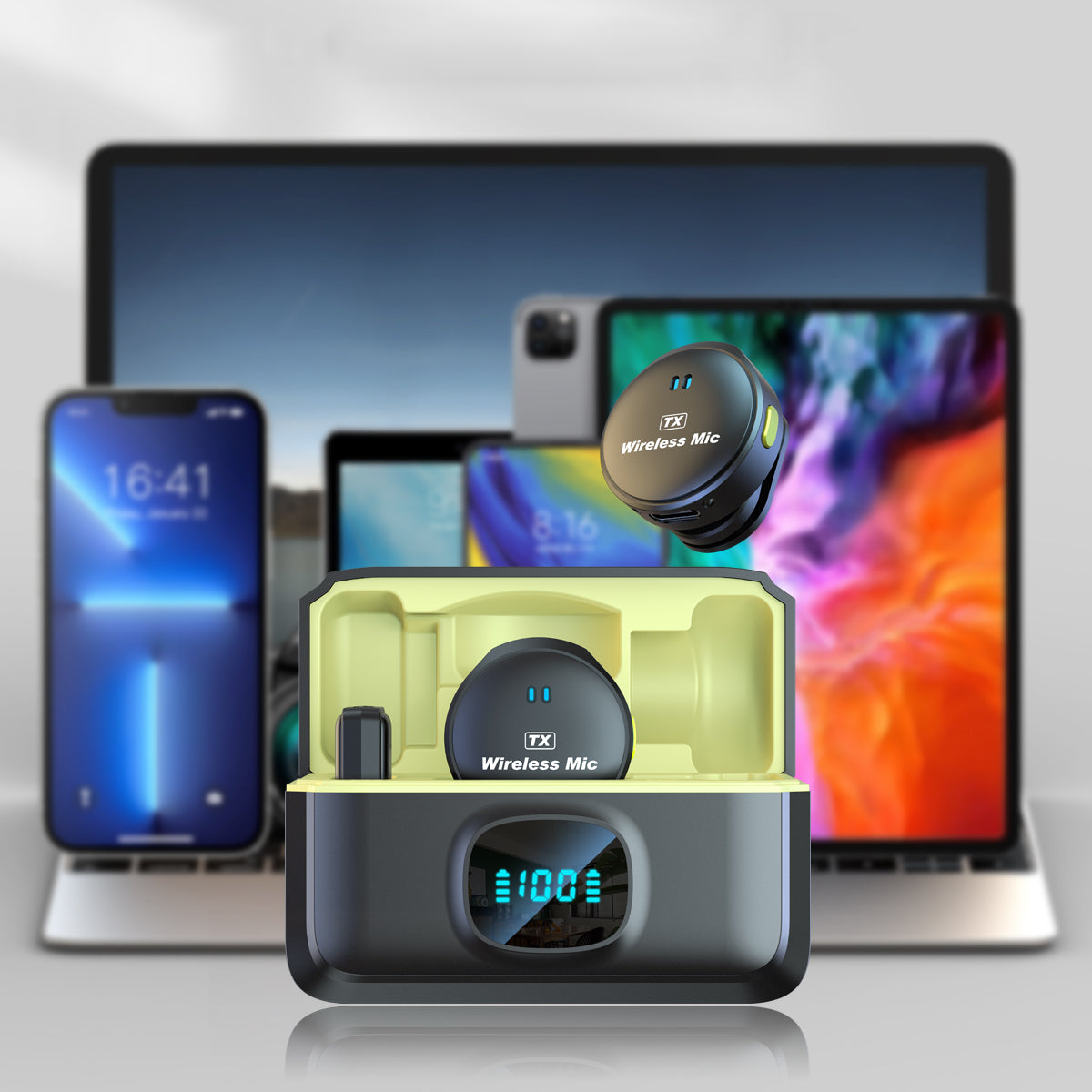 ميكروفون لاسلكي مغناطيسي جديد Q8 مع حافظة شحن، نطاق نقل 30 مترًا، ميكروفون ياقة متوافق مع أجهزة iPhone وAndroid 