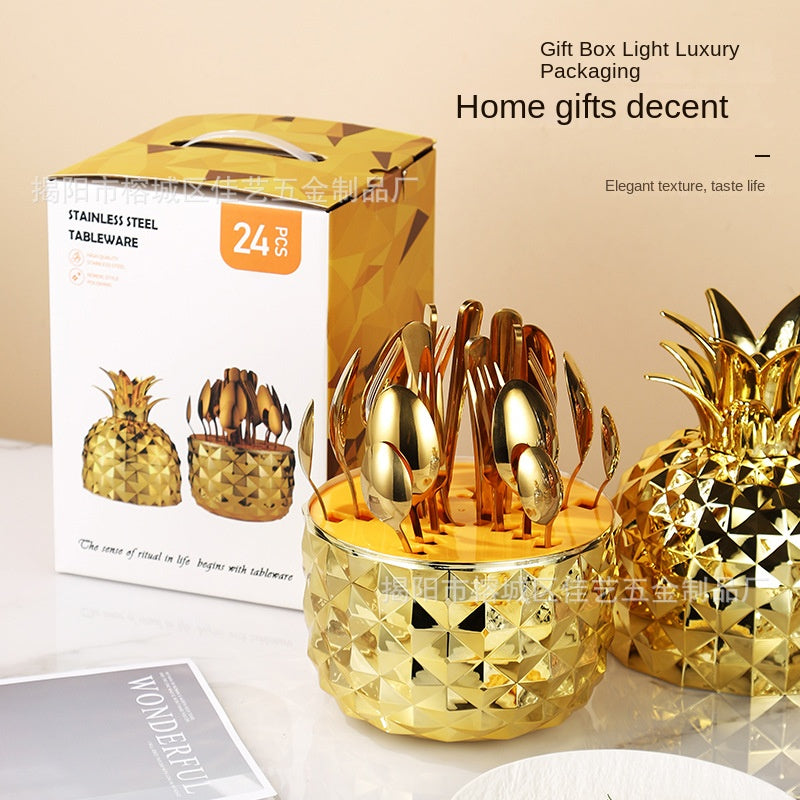 Pineapple ABS Mood Egg Stainless Steel Flatware Luxury Cutlery Set
