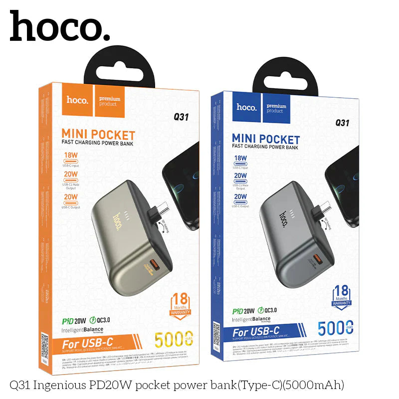 باور بانك HOCO Q31 Ingenious PD20W بسعة 5000 مللي أمبير في الساعة