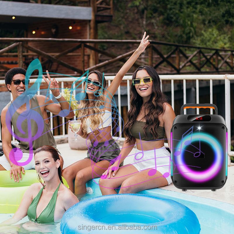 GY-601 6 Inch Stereo Portable Professional Wireless BT Big Speakers Outdoor Dj bluetooth Party Speaker With LED Light