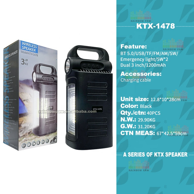 Ktx-1479 Dual 4" Inch Solar Charging Light With Bluetooth Speaker