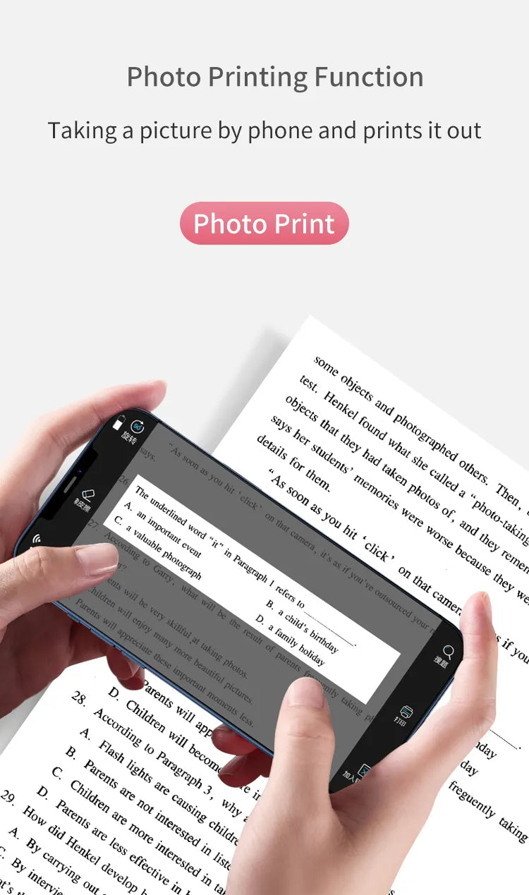 طابعة ملصقات حرارية صغيرة محمولة بواجهة BT مع إمكانية الاتصال بالهاتف المحمول