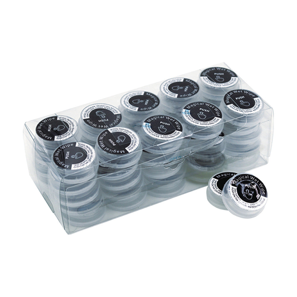 مناديل ماجيكال بوش المبللة توفر راحة الاستخدام مرة واحدة للتنظيف الفعال والصحي أثناء التنقل (علبة 50 قطعة)