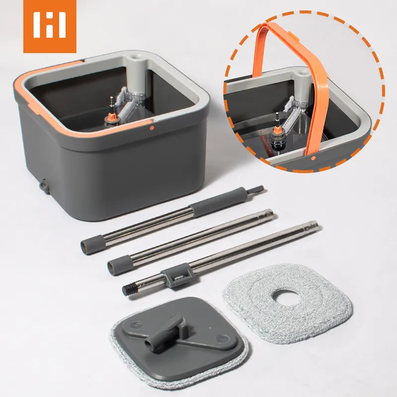 Rotating Mop and Bucket System Including Double Layered Mop