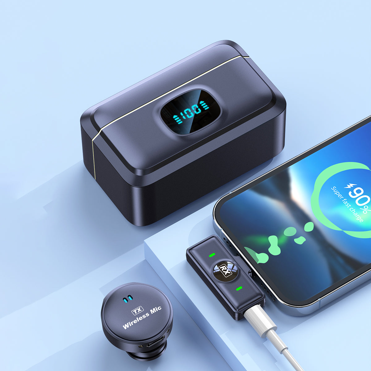 New Magnet Q8 Wireless Lavalier Microphone with Charging Case 30m Transmission Range