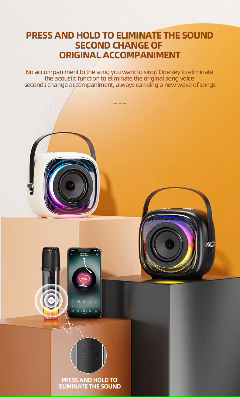 مكبر صوت كاريوكي محمول متعدد الوسائط مزود بميكروفونين - K29