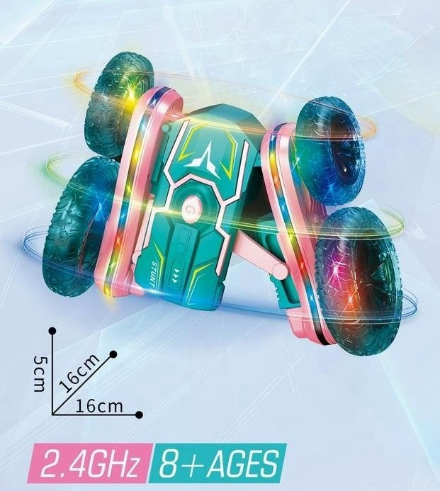 سيارة حركات بهلوانية دوارة 360 درجة مزودة بإضاءة LED للأطفال