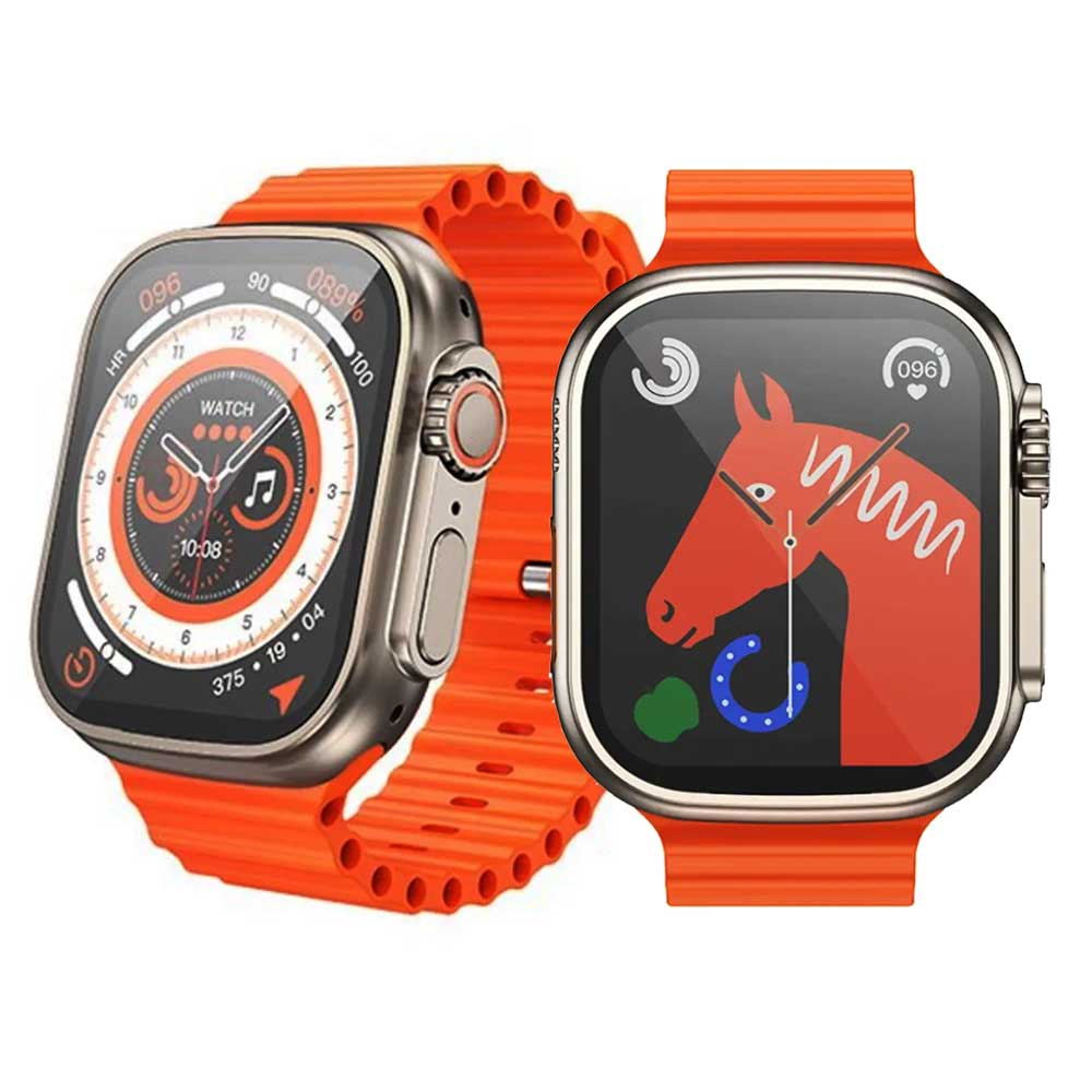 ساعة هوكو ألترا Y12 الرياضية الذكية مع حزام سيليكون برتقالي