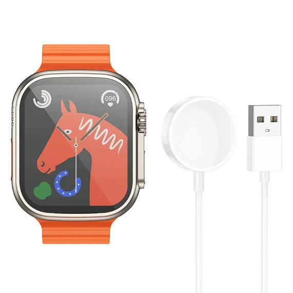 ساعة هوكو ألترا Y12 الرياضية الذكية مع حزام سيليكون برتقالي