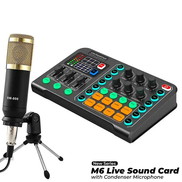 بطاقة صوت احترافية M6 مع مجموعة ميكروفون BM800 الأصلية