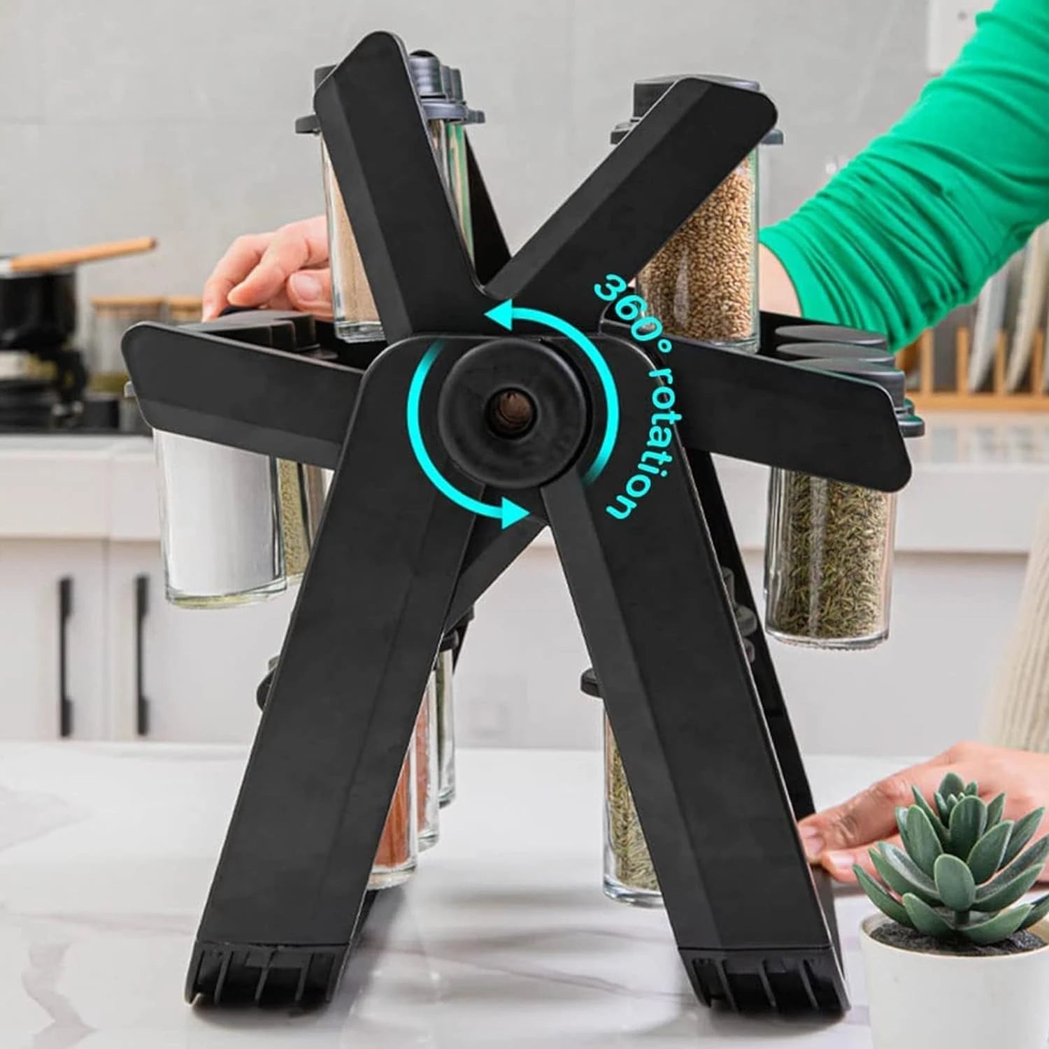 رف توابل المطبخ الدوار 360 درجة