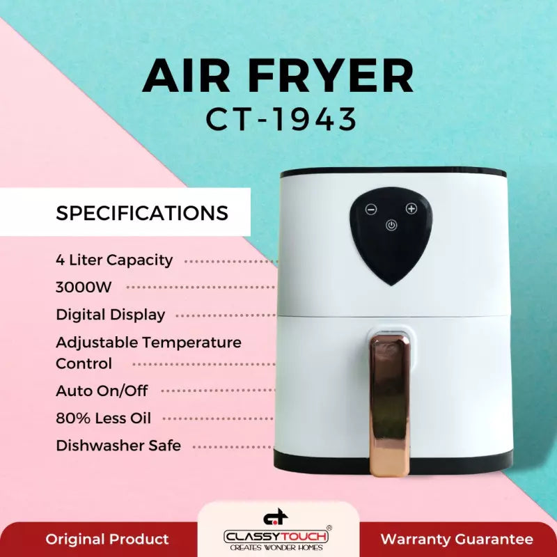 مقلاة هوائية كلاسي تاتش 3000 وات 4 لتر مع شاشة رقمية