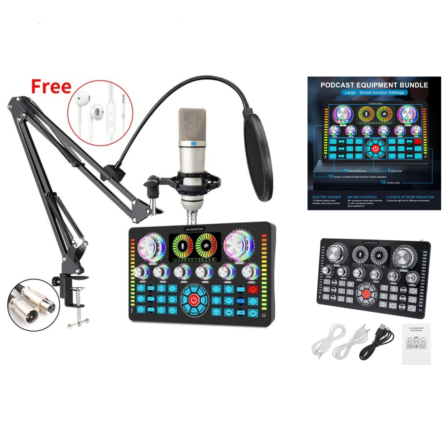 بطاقة صوت احترافية Q7 مع ميكروفون U87p مجموعة كاملة