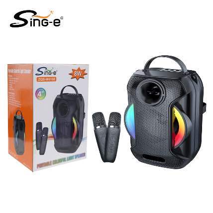 Sing-E ZQS-W4110 Portable Bluetooth Speaker with RGB Lights Dual Wireless Microphones