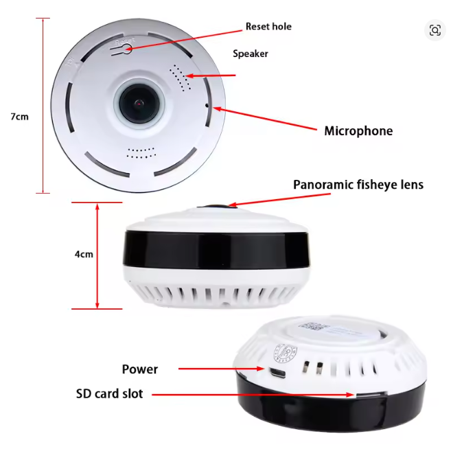 كاميرا مراقبة منزلية V380 5MP بانورامية لاسلكية مزودة بخاصية WIFI