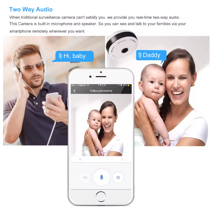 كاميرا مراقبة منزلية V380 5MP بانورامية لاسلكية مزودة بخاصية WIFI