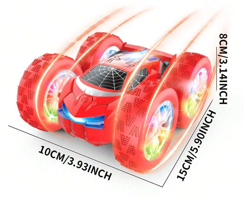 سيارة العنكبوت المثيرة، ثنائية الاتجاه، تعمل بجهاز تحكم عن بعد، مزودة بعنصر العنكبوت وأضواء LED رائعة، تدور بزاوية 360 درجة وتقلب