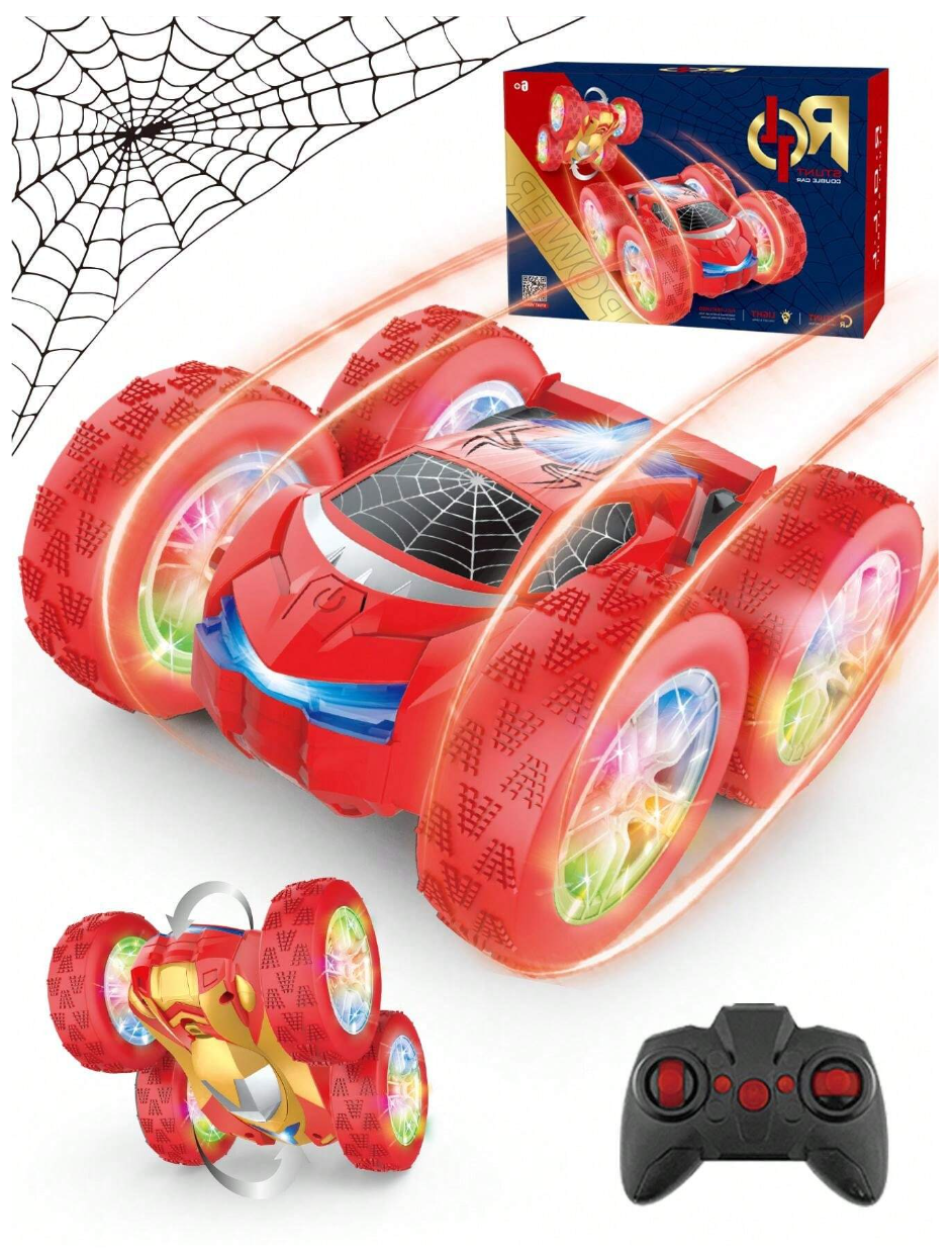 سيارة العنكبوت المثيرة، ثنائية الاتجاه، تعمل بجهاز تحكم عن بعد، مزودة بعنصر العنكبوت وأضواء LED رائعة، تدور بزاوية 360 درجة وتقلب