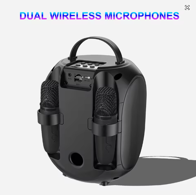ZQS-W4106 Portable Speaker Karaoke BT/FM/USB/TF/AUX/MIC/TWS Large Capacity Battery Dual Microphone Wireless Duet Party Outdoor