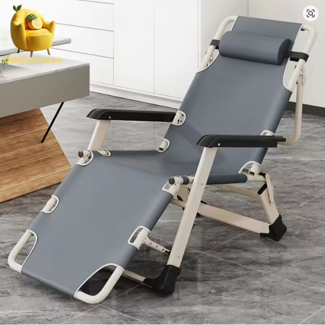 Folding Recliner Backrest Lazy Beach Chair Leisure Cool Recliner Bed Portable Home Balcony Marching Bed Home Camping