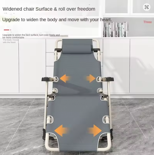 Folding Recliner Backrest Lazy Beach Chair Leisure Cool Recliner Bed Portable Home Balcony Marching Bed Home Camping