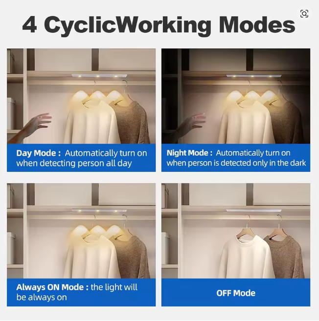 LED Cabinet Lights Motion Sensor Wireless Ultra Thin Night Light 60cm