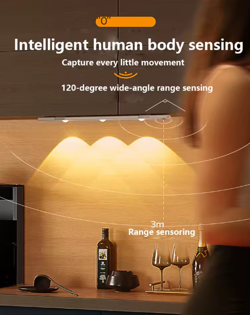 LED Cabinet Lights Motion Sensor Wireless Ultra Thin Night Light 60cm
