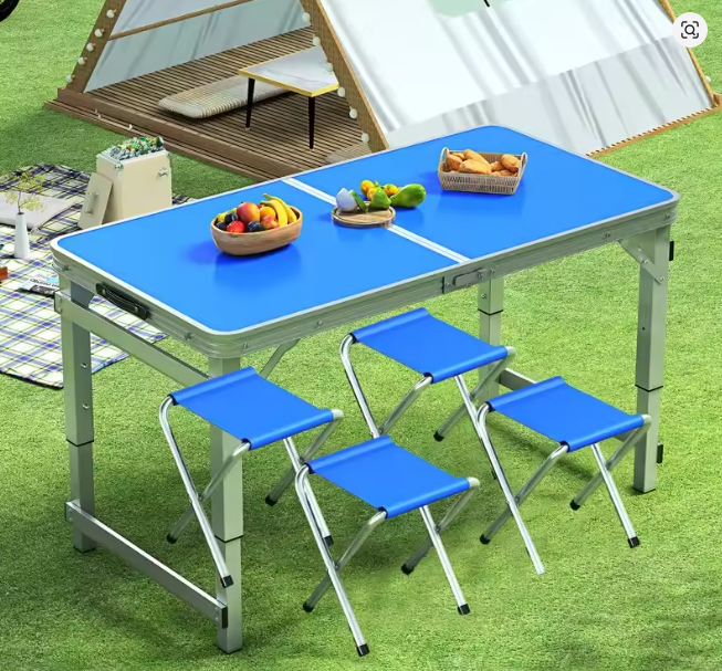 Outdoor Comping Portable Aluminum Alloy Foldable Dining Tables and Chairs Set