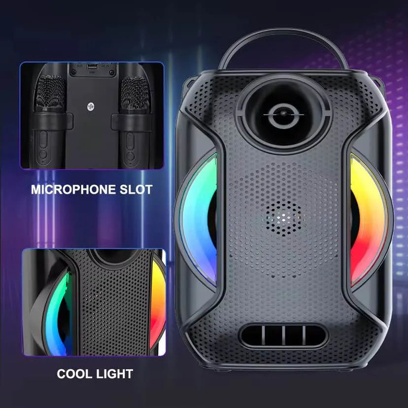 Sing-E ZQS-W4110 Portable Bluetooth Speaker with RGB Lights Dual Wireless Microphones