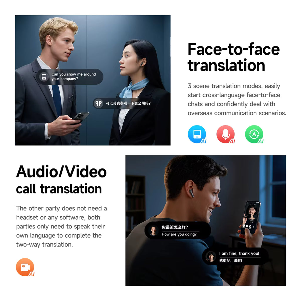 HOCO EQ27 AI ANC+ENC Smart AI Translation Headsets Bluetooth Earphones Sports Headphones Hifi Earbuds With APP Charging Box