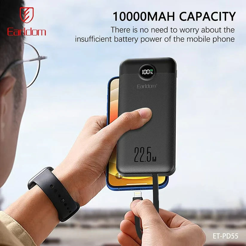 Earldom 22.5W 4in1 10000mAh Power Bank PD55