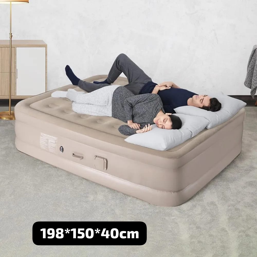 مرتبة هوائية قابلة للنفخ بمقاس كوين مع مضخة مدمجة وإضاءة LED ووسادتين