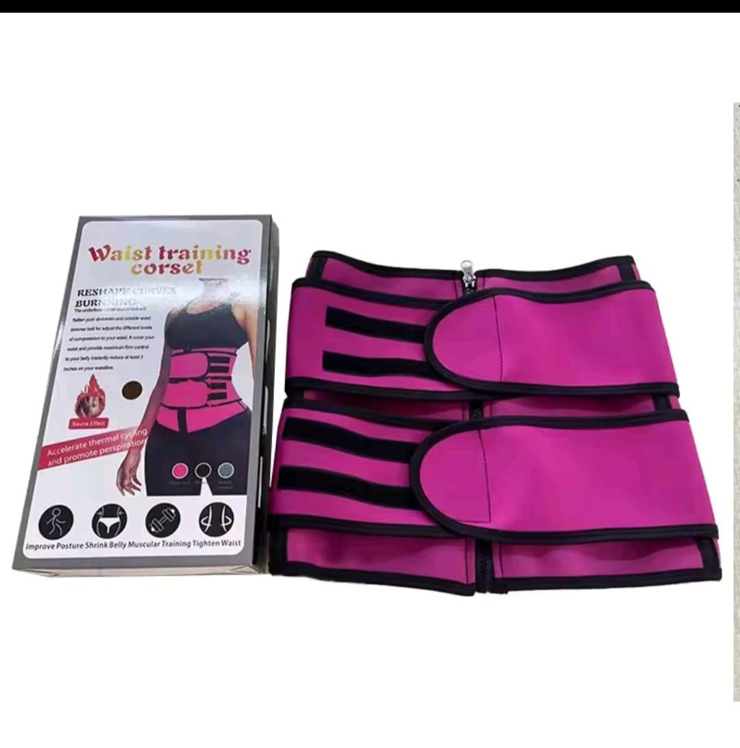 Bright Pink Double-Layered Waist Trainer Belt with Zipper Closure