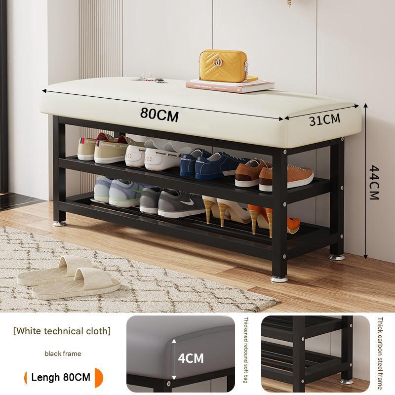 Contemporary Steel Accent Bench with Locker Storage, Padded Upholstery