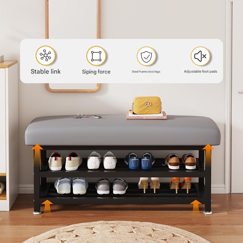 Contemporary Steel Accent Bench with Locker Storage, Padded Upholstery