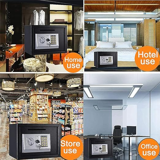 Digital Safe with Removable Shelf, Steel High Security Safe Electronic Safe with Combination Lock and a Coin Slot, Cabinet Safe for Cash Documents Jewelry