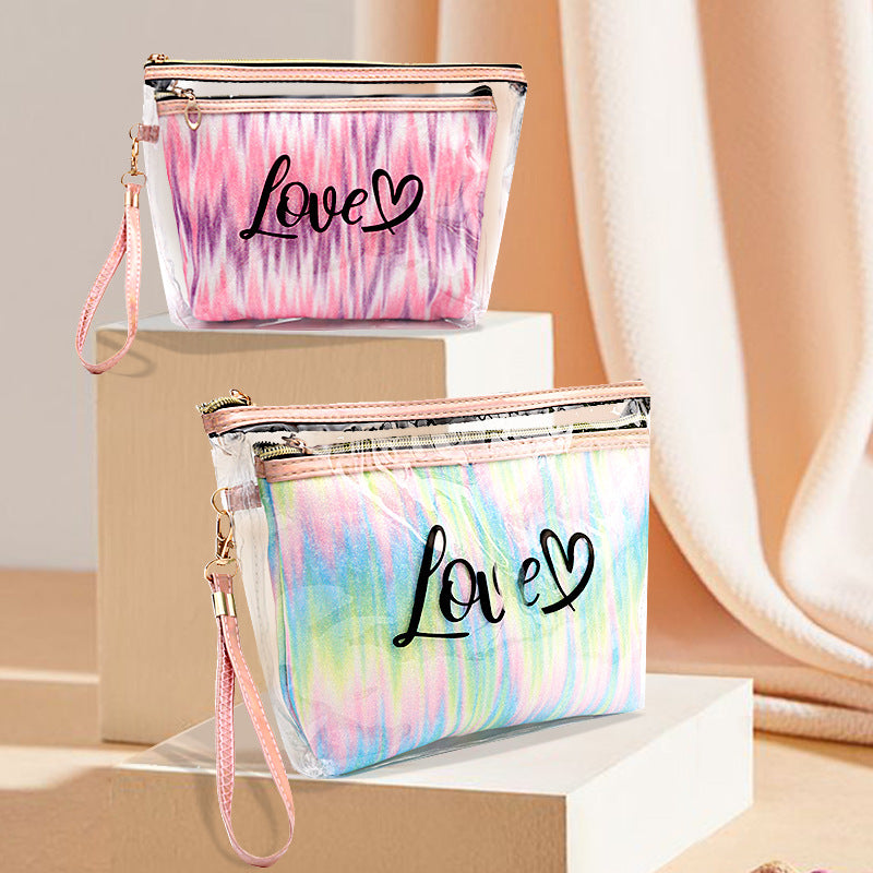 Makeup Bag for Women, Printed Cosmetic Bag for Purse Travel Toiletry Bag 2 pcs set