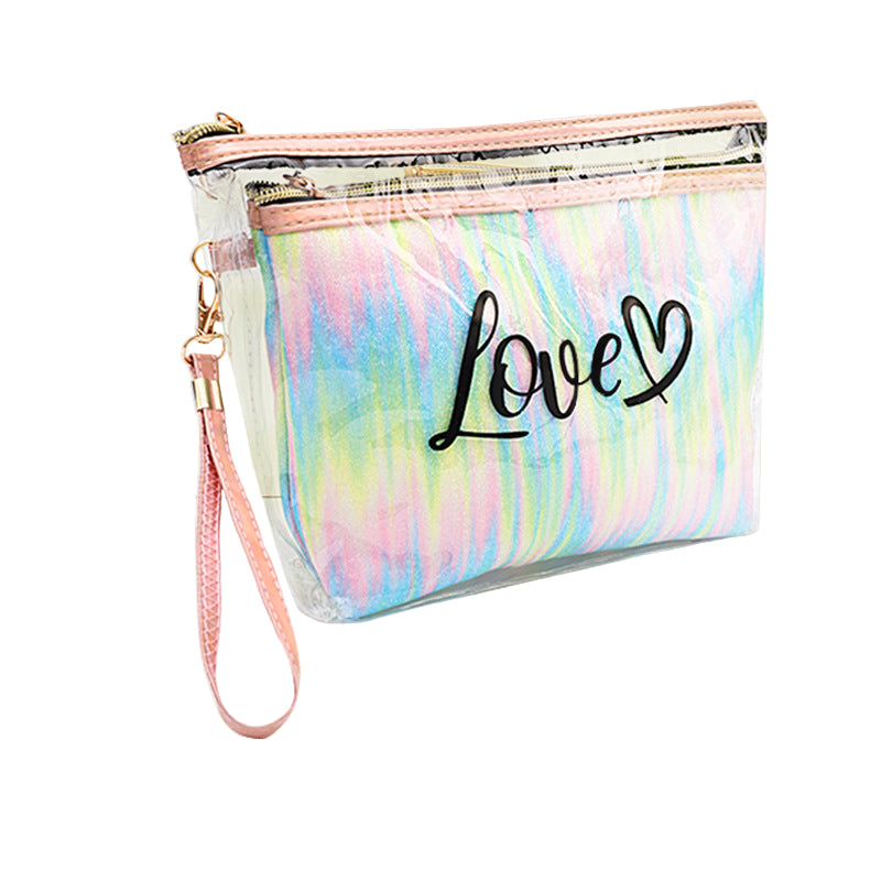 Makeup Bag for Women, Printed Cosmetic Bag for Purse Travel Toiletry Bag 2 pcs set