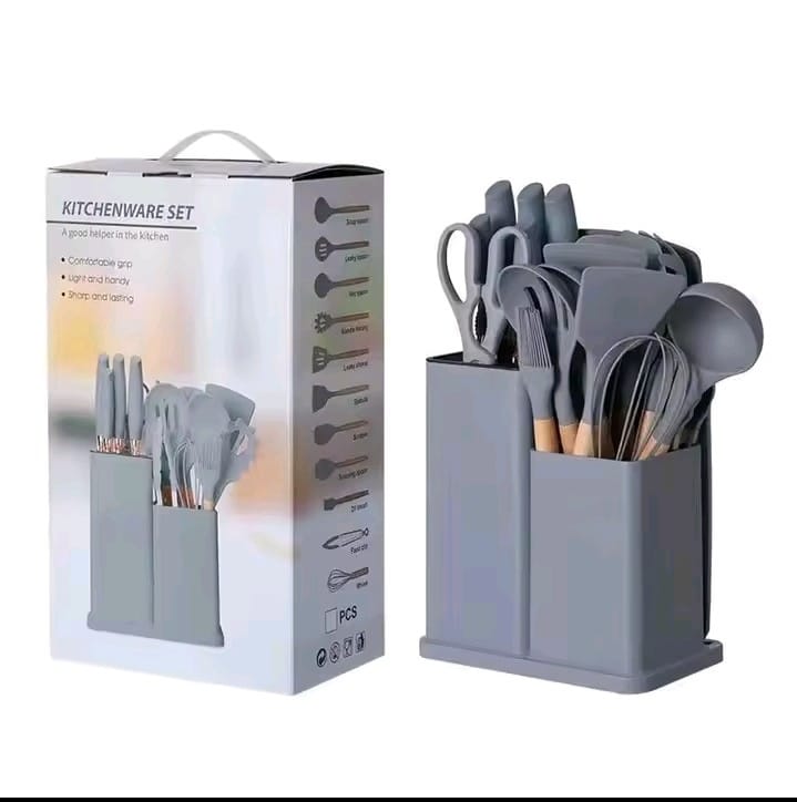 Complete Knife and Dispenser Set - 19 Pieces with Elegant Stand