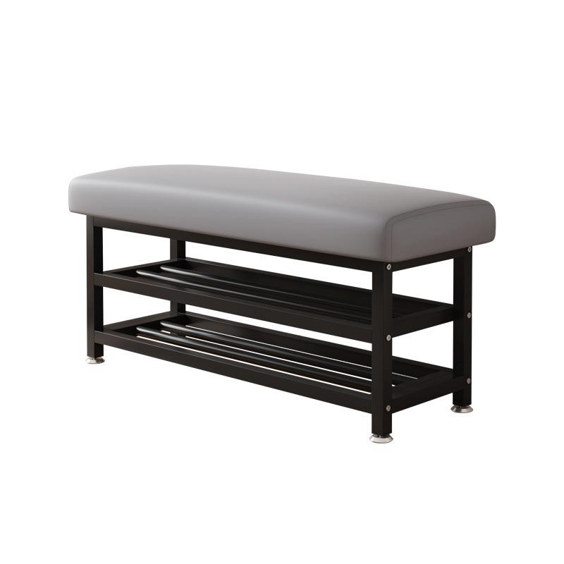 Contemporary Steel Accent Bench with Locker Storage, Padded Upholstery