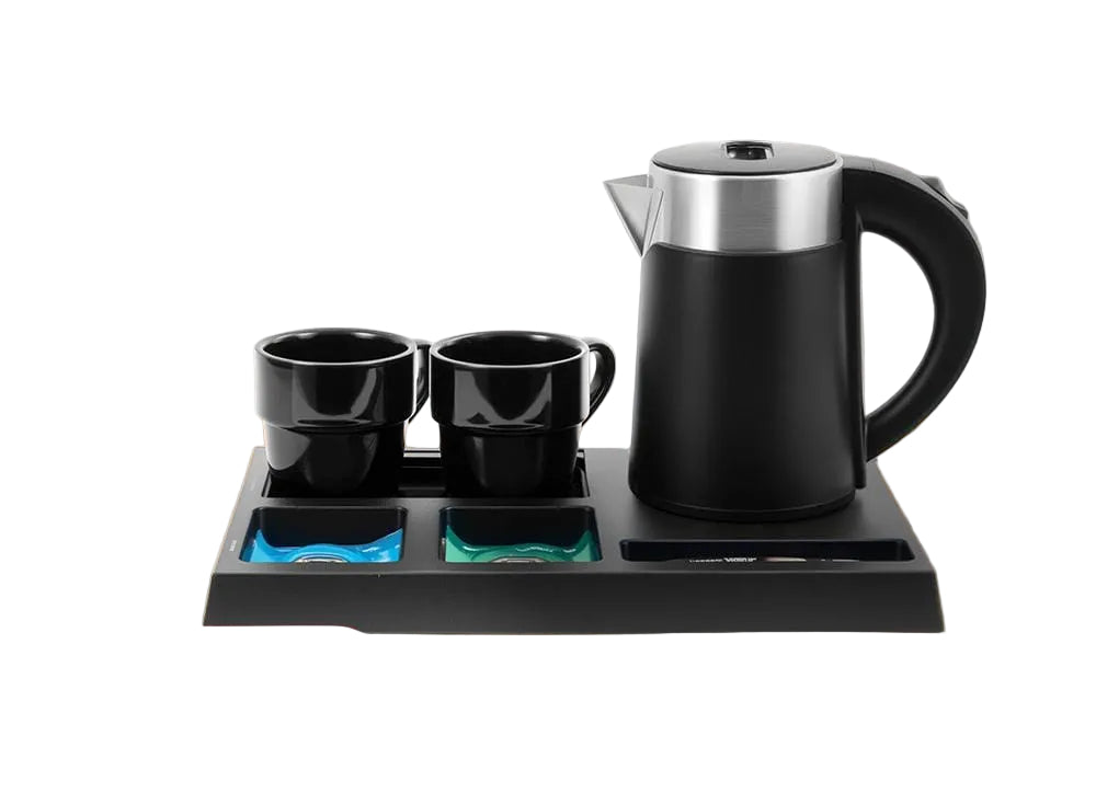 Electric Hotel Kettle With 2 Ceramic Cups Black 1.2L