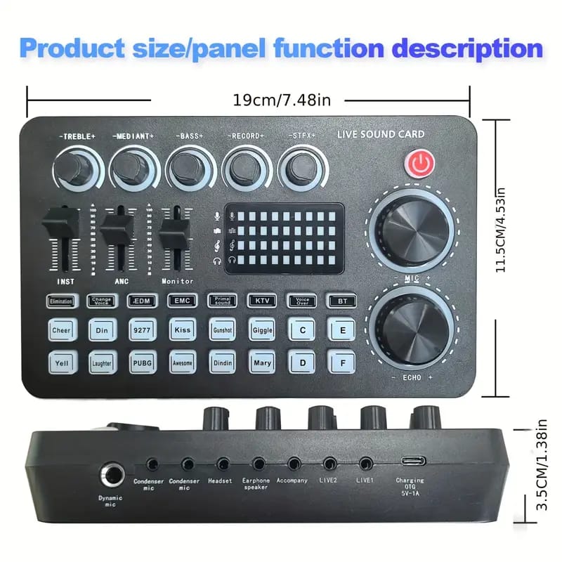 V10 Sound Card With Dual BM800 Microphone Full Set