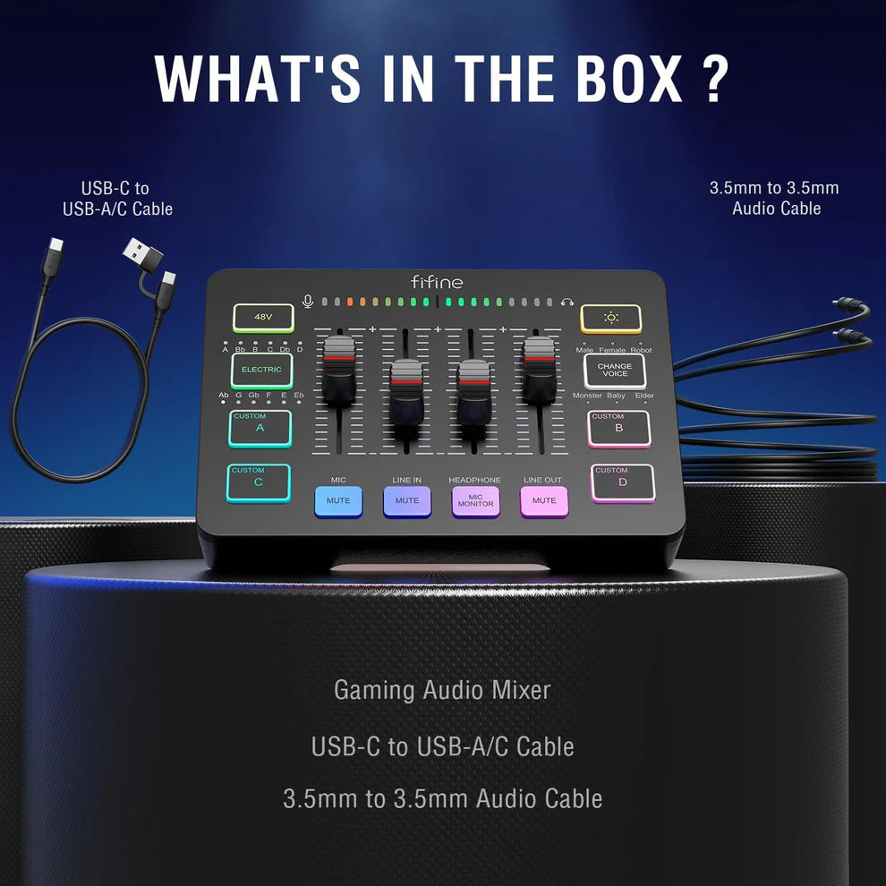 FIFINE SC3 RGB Audio Mixer with ZX-777 RGB Microphone